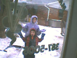 Snow in Okla with casias Kids, Jasmine and Devin